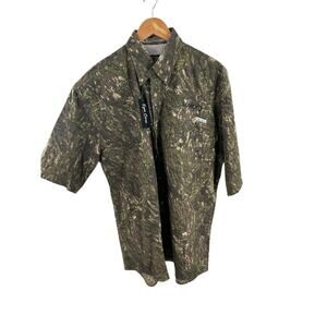 NWT Tiger Hill Camo Button Up Shirt‎ Lennox Logo Short Sleeve Vented Men’s XL